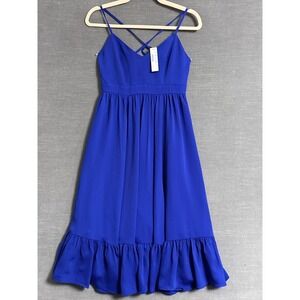 NEW J Crew Dress 0 Blue Tiered Sundress Criss Cross Classic Casual Flowy Preppy